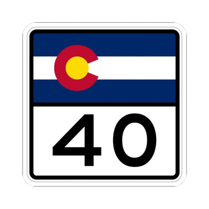 Colorado 40 (Colorado) (Road Sign) STICKER Vinyl Kiss-Cut Decal 3 Inch White - The Sticker Space