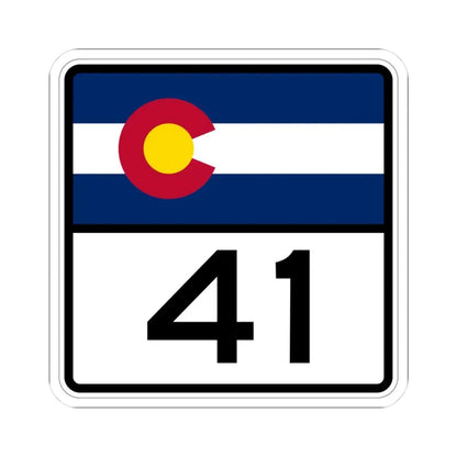 Colorado 41 (Colorado) (Road Sign) STICKER Vinyl Kiss-Cut Decal 3 Inch White - The Sticker Space