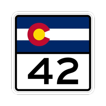 Colorado 42 (Colorado) (Road Sign) STICKER Vinyl Kiss-Cut Decal 4 Inch White - The Sticker Space