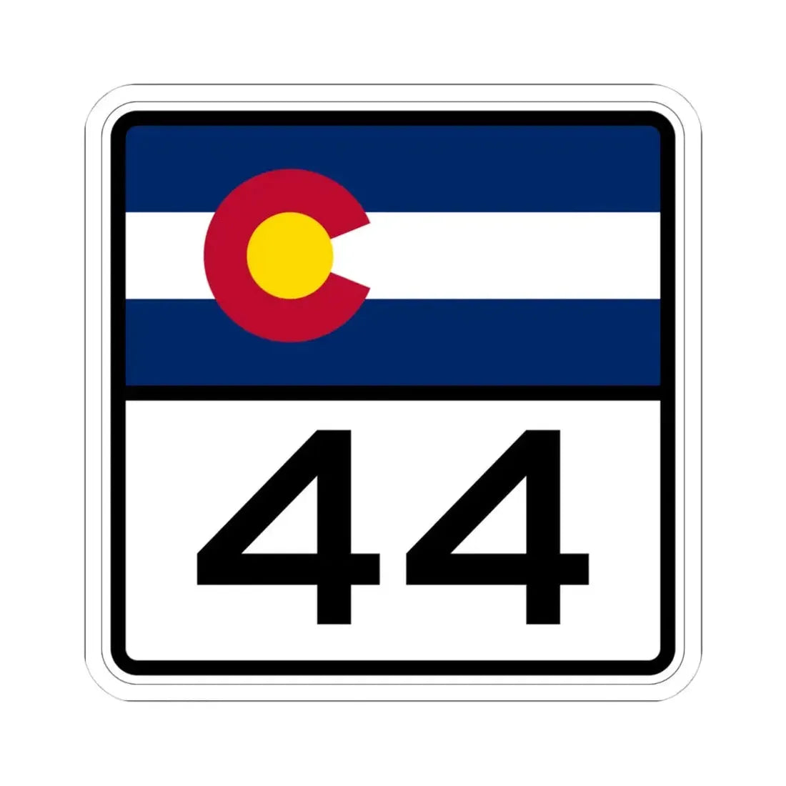 Colorado 44 (Colorado) (Road Sign) STICKER Vinyl Kiss-Cut Decal 4 Inch White - The Sticker Space