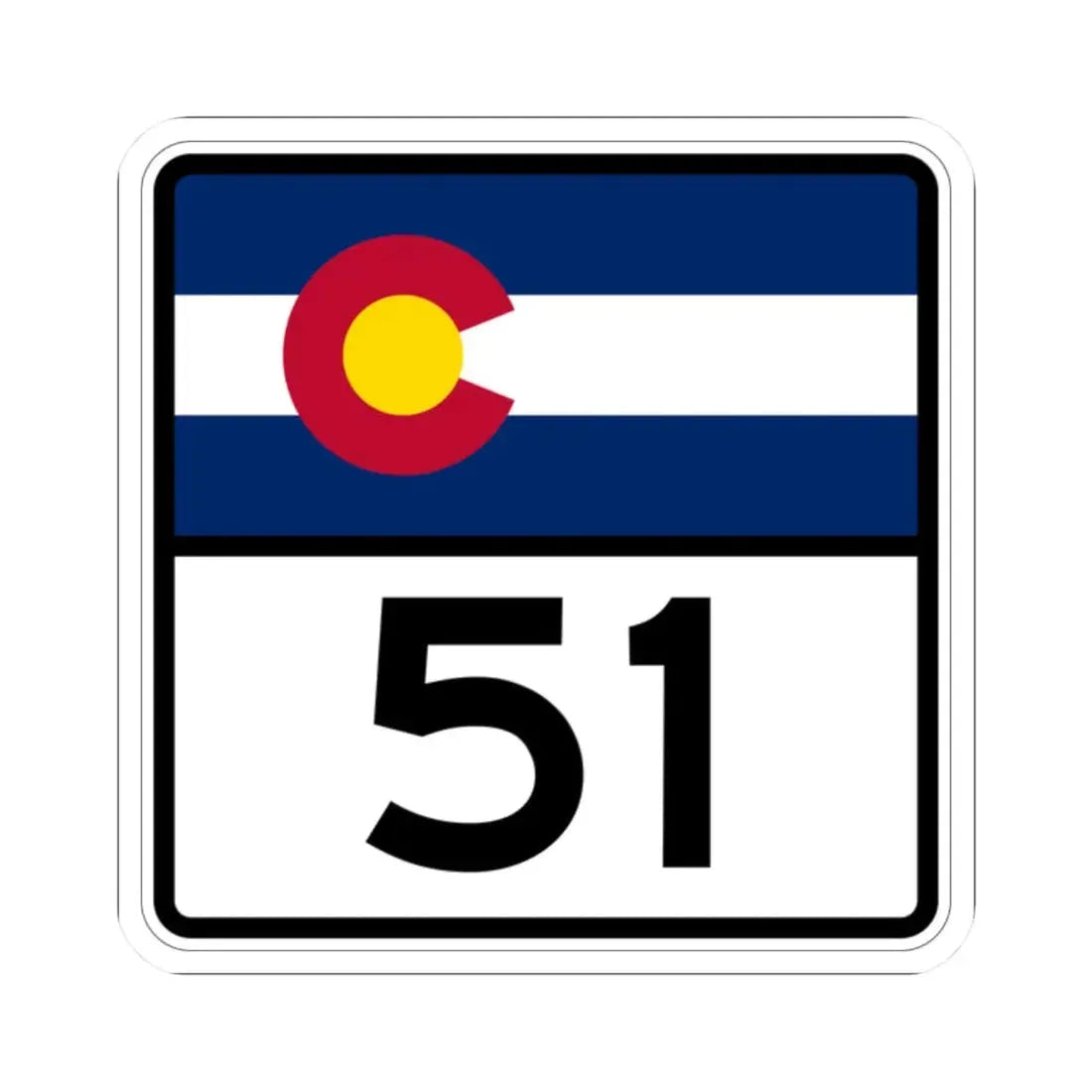 Colorado 51 (Colorado) (Road Sign) STICKER Vinyl Kiss-Cut Decal 2 Inch White - The Sticker Space