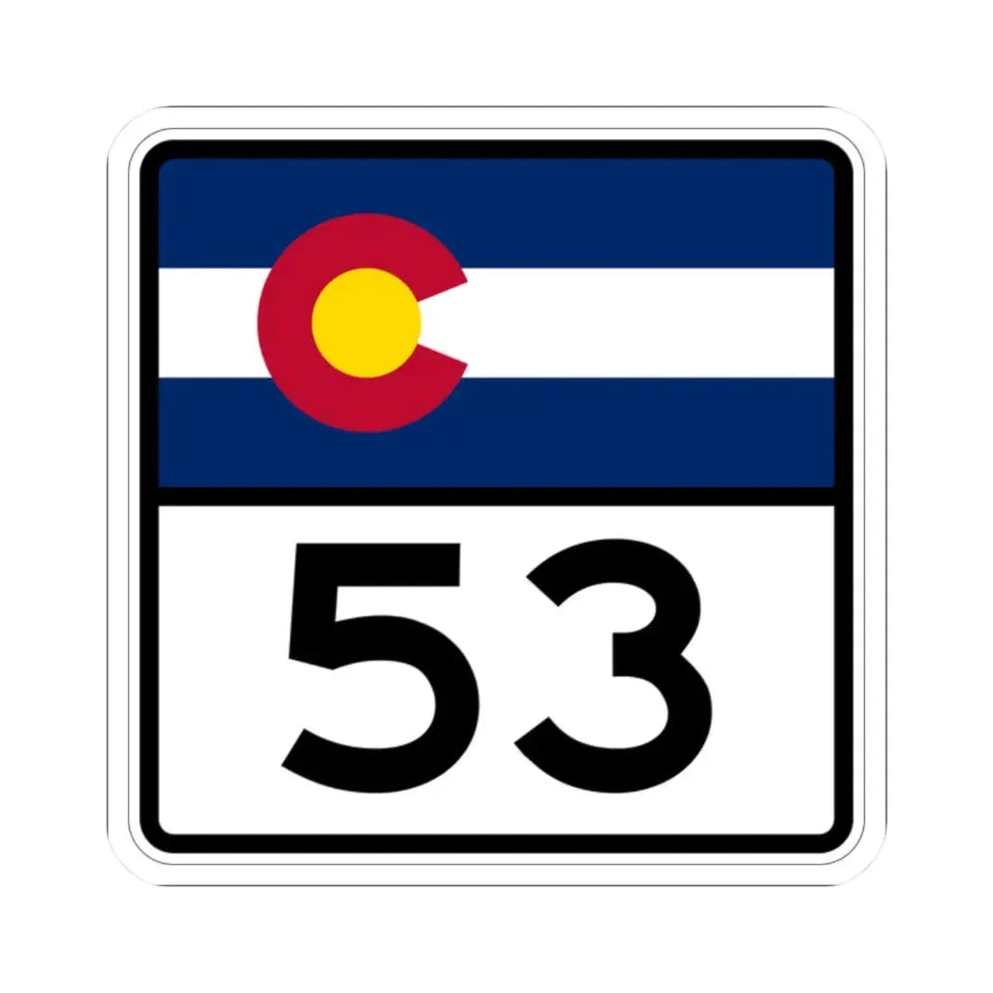 Colorado 53 (Colorado) (Road Sign) STICKER Vinyl Kiss-Cut Decal 2 Inch White - The Sticker Space