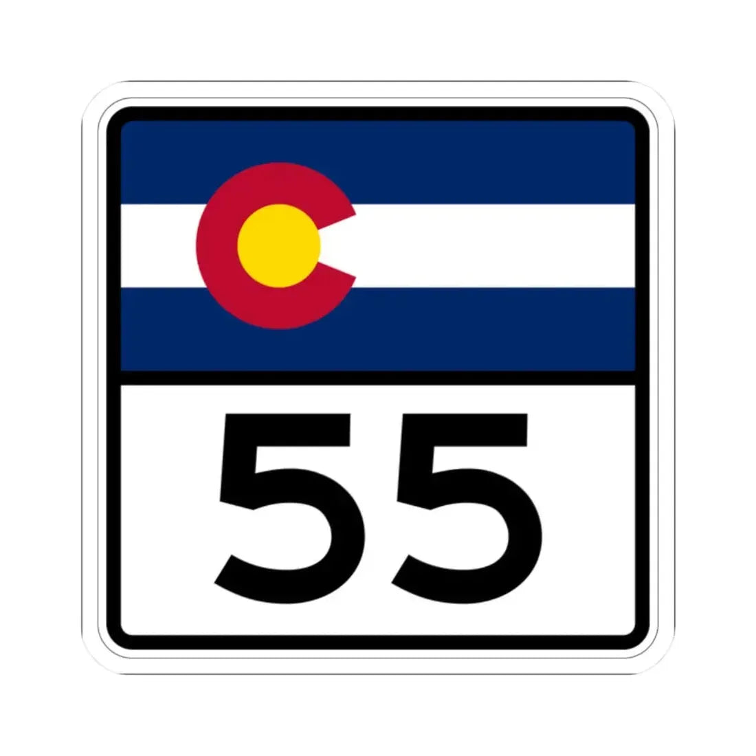 Colorado 55 (Colorado) (Road Sign) STICKER Vinyl Kiss-Cut Decal 2 Inch White - The Sticker Space