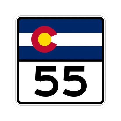 Colorado 55 (Colorado) (Road Sign) STICKER Vinyl Kiss-Cut Decal 2 Inch White - The Sticker Space