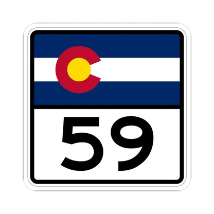 Colorado 59 (Colorado) (Road Sign) STICKER Vinyl Kiss-Cut Decal 3 Inch White - The Sticker Space