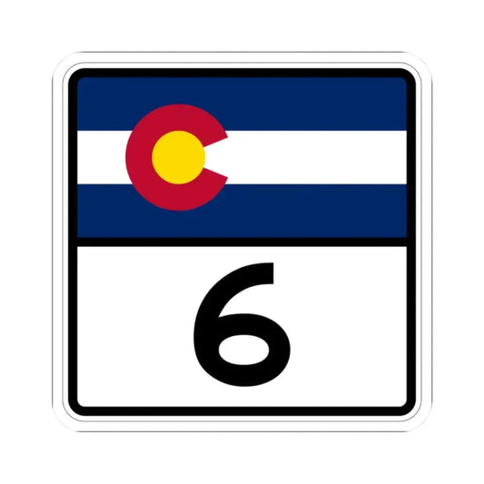 Colorado 6 (Colorado) (Road Sign) STICKER Vinyl Kiss-Cut Decal 2 Inch White - The Sticker Space