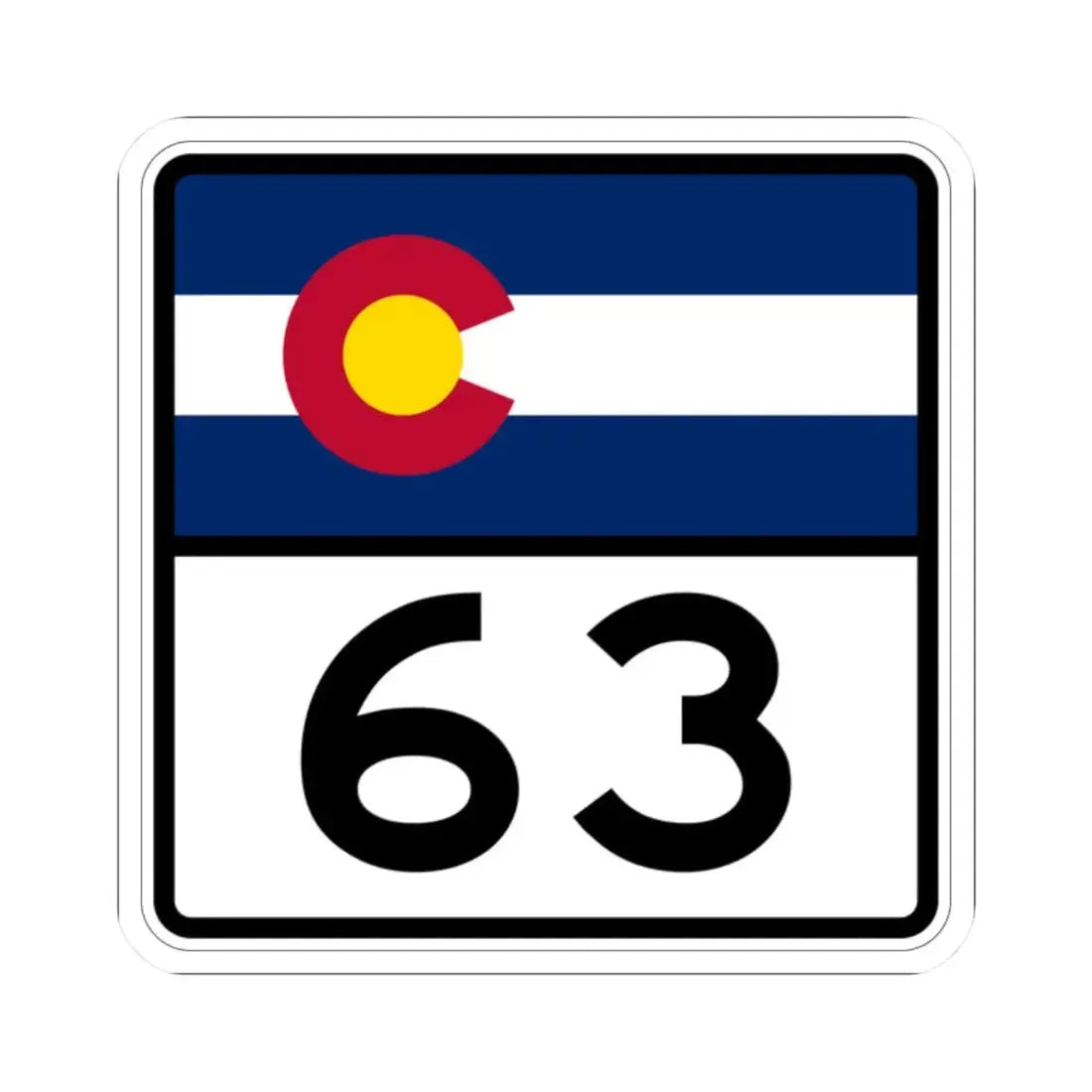 Colorado 63 (Colorado) (Road Sign) STICKER Vinyl Kiss-Cut Decal 2 Inch White - The Sticker Space