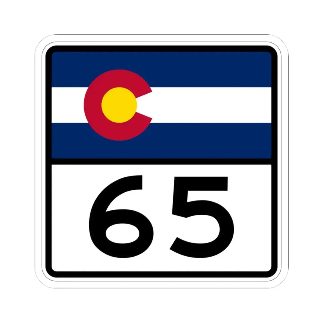 Colorado 65 (Colorado) (Road Sign) STICKER Vinyl Kiss-Cut Decal 3 Inch White - The Sticker Space