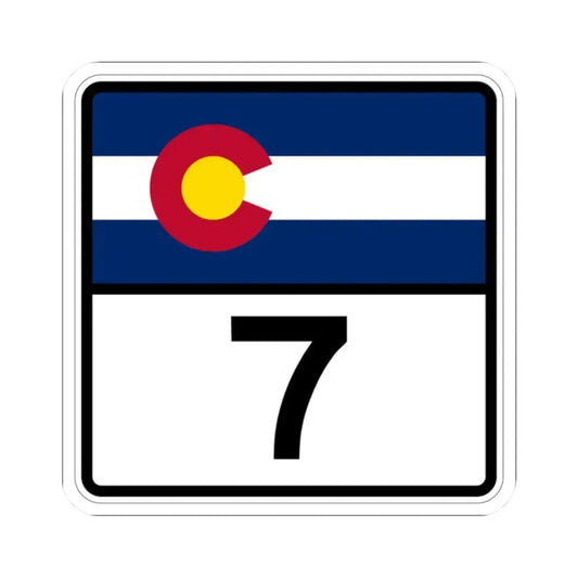 Colorado 7 (Colorado) (Road Sign) STICKER Vinyl Kiss-Cut Decal 2 Inch White - The Sticker Space