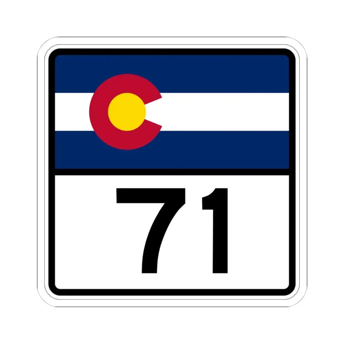 Colorado 71 (Colorado) (Road Sign) STICKER Vinyl Kiss-Cut Decal 4 Inch White - The Sticker Space