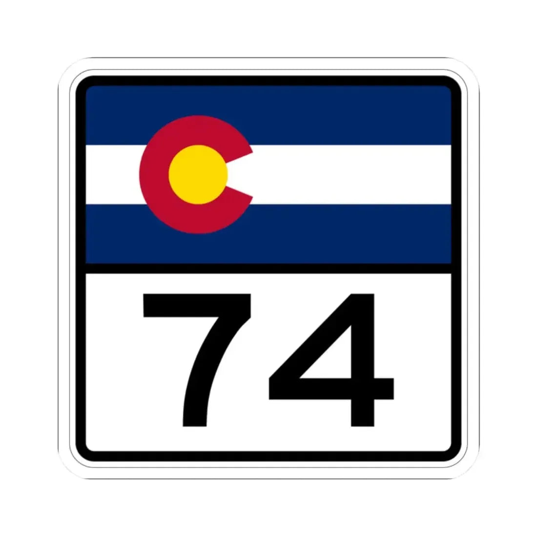 Colorado 74 (Colorado) (Road Sign) STICKER Vinyl Kiss-Cut Decal 2 Inch White - The Sticker Space