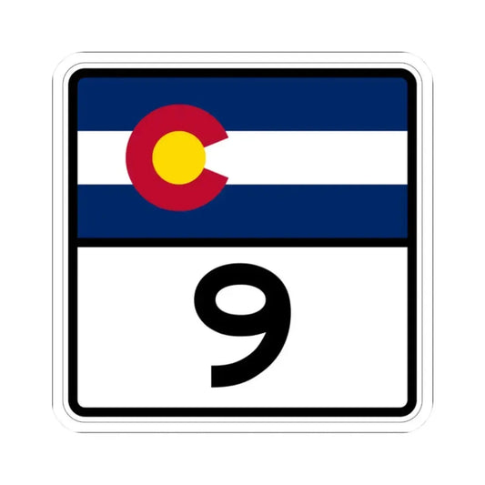 Colorado 9 (Colorado) (Road Sign) STICKER Vinyl Kiss-Cut Decal 2 Inch White - The Sticker Space