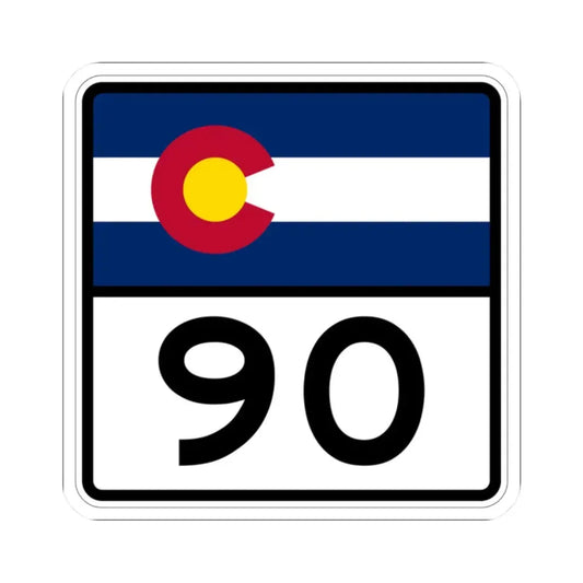 Colorado 90 (Colorado) (Road Sign) STICKER Vinyl Kiss-Cut Decal 2 Inch White - The Sticker Space