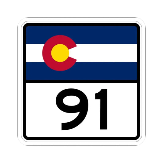 Colorado 91 (Colorado) (Road Sign) STICKER Vinyl Kiss-Cut Decal 2 Inch White - The Sticker Space