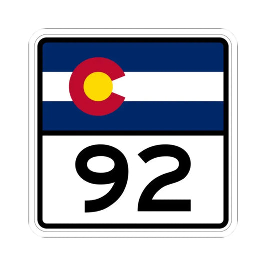 Colorado 92 (Colorado) (Road Sign) STICKER Vinyl Kiss-Cut Decal 2 Inch White - The Sticker Space