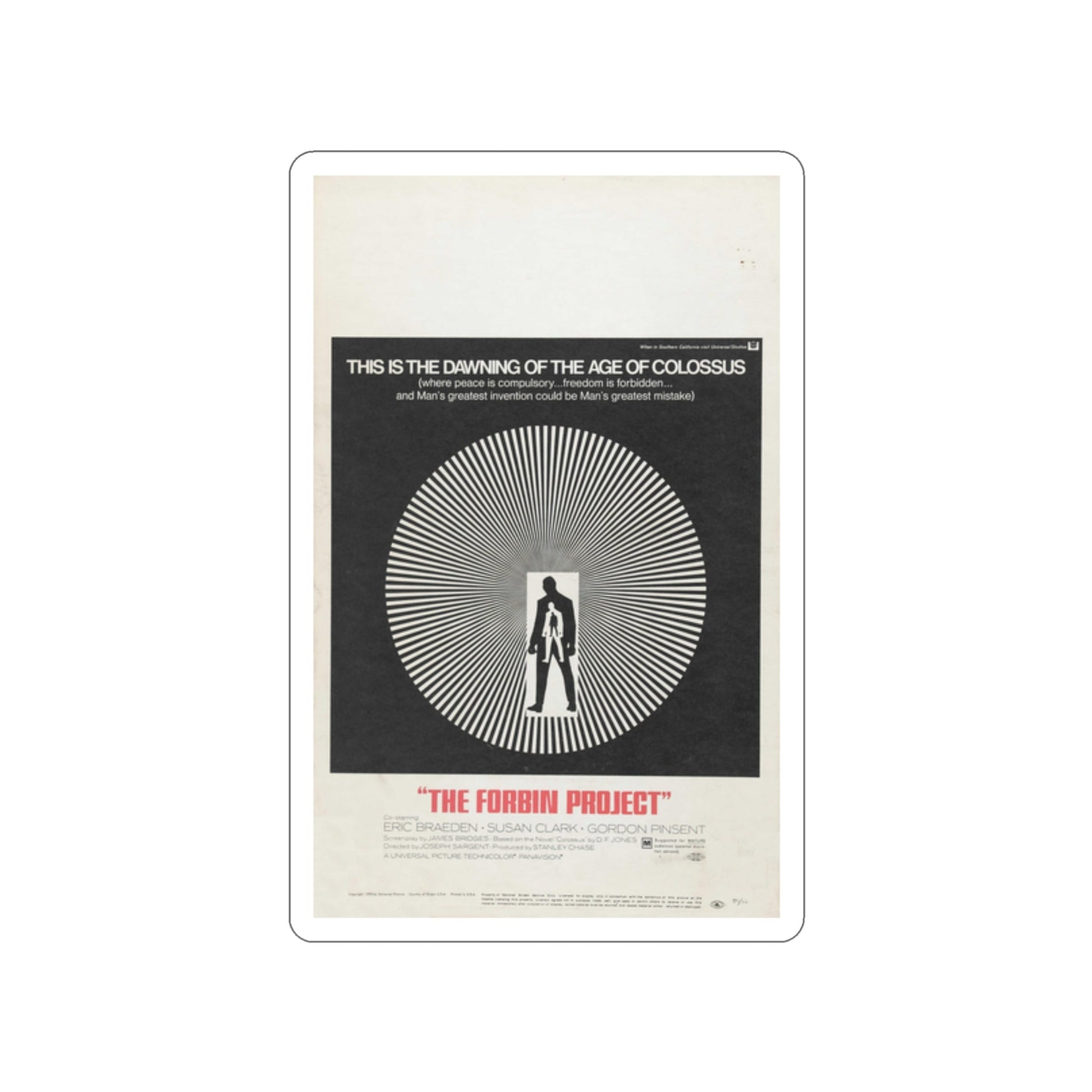 COLOSSUS THE FORBIN PROJECT 1970 Movie Poster STICKER Vinyl Die-Cut Decal-2 Inch-The Sticker Space