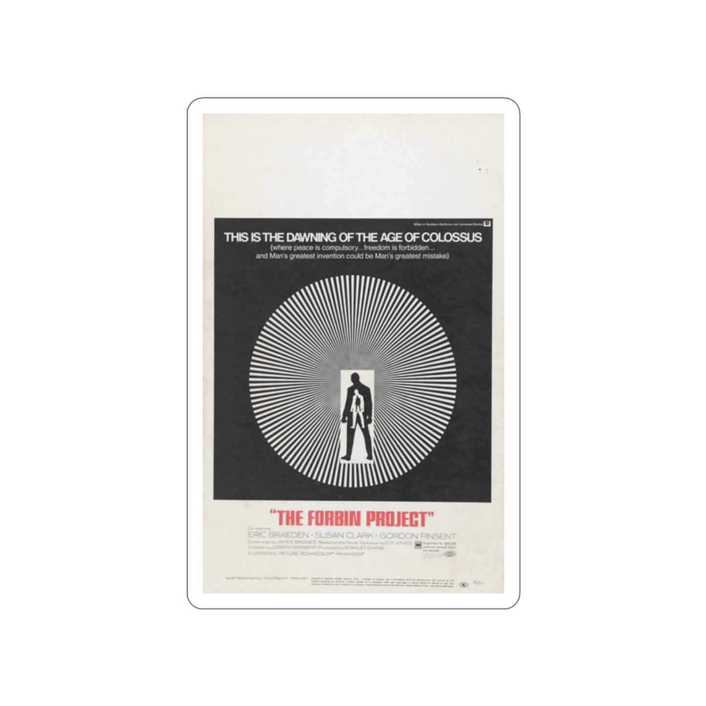 COLOSSUS THE FORBIN PROJECT 1970 Movie Poster STICKER Vinyl Die-Cut Decal-2 Inch-The Sticker Space