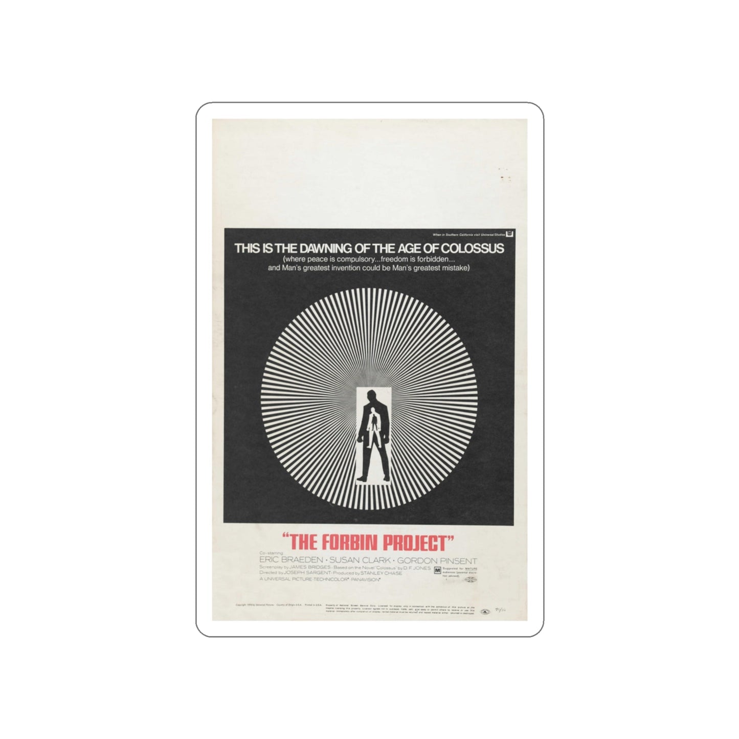 COLOSSUS THE FORBIN PROJECT 1970 Movie Poster STICKER Vinyl Die-Cut Decal-3 Inch-The Sticker Space