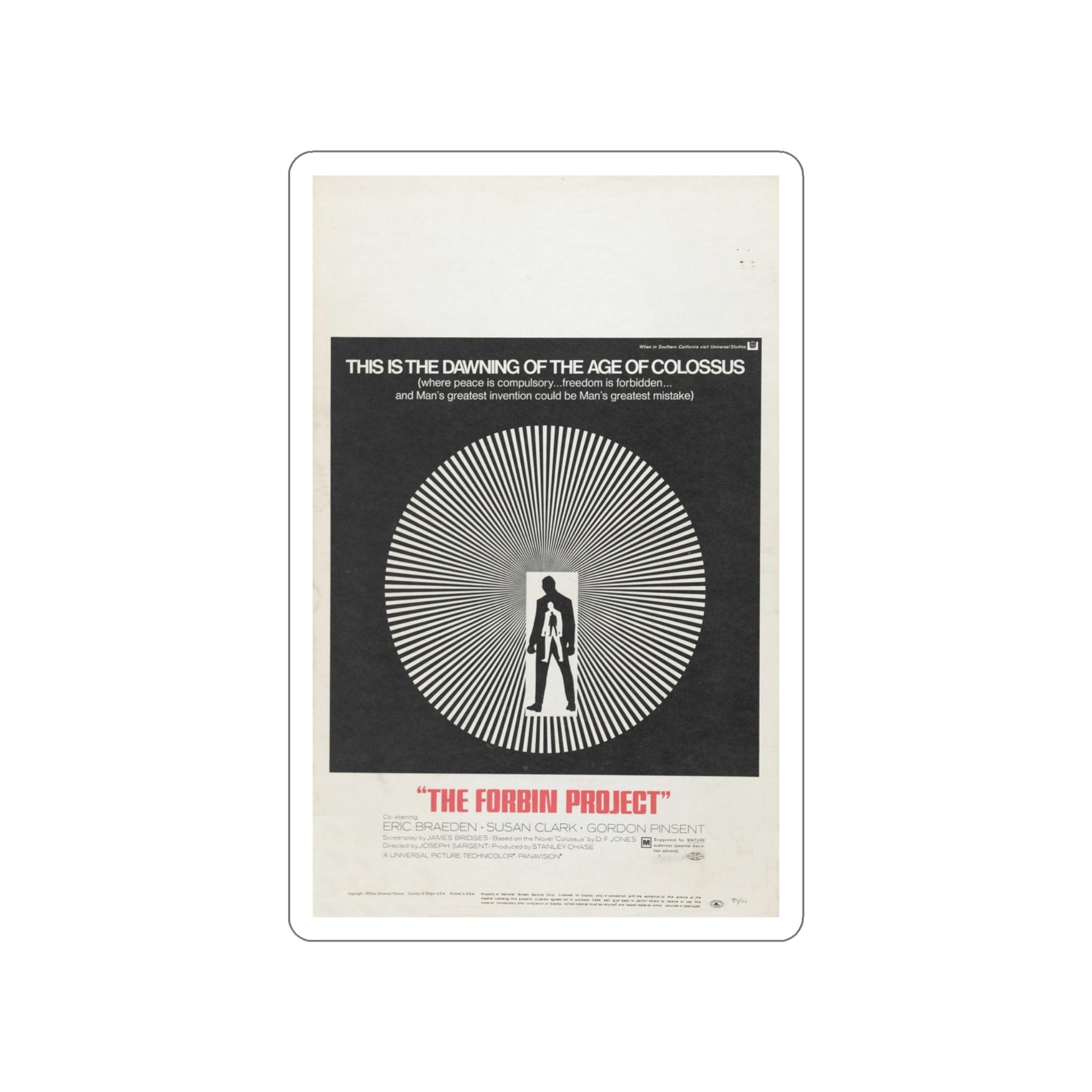 COLOSSUS THE FORBIN PROJECT 1970 Movie Poster STICKER Vinyl Die-Cut Decal-4 Inch-The Sticker Space