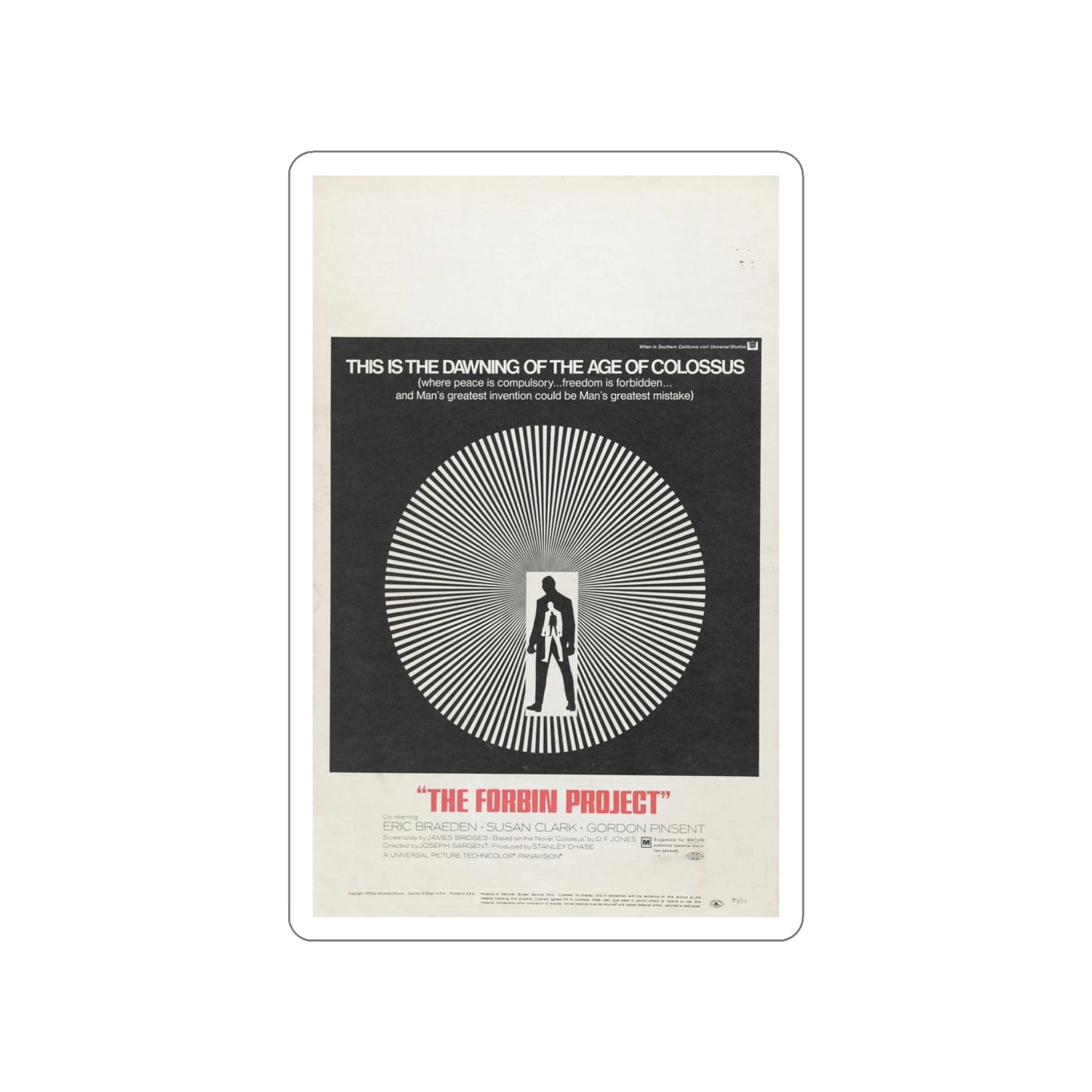 COLOSSUS THE FORBIN PROJECT 1970 Movie Poster STICKER Vinyl Die-Cut Decal-5 Inch-The Sticker Space