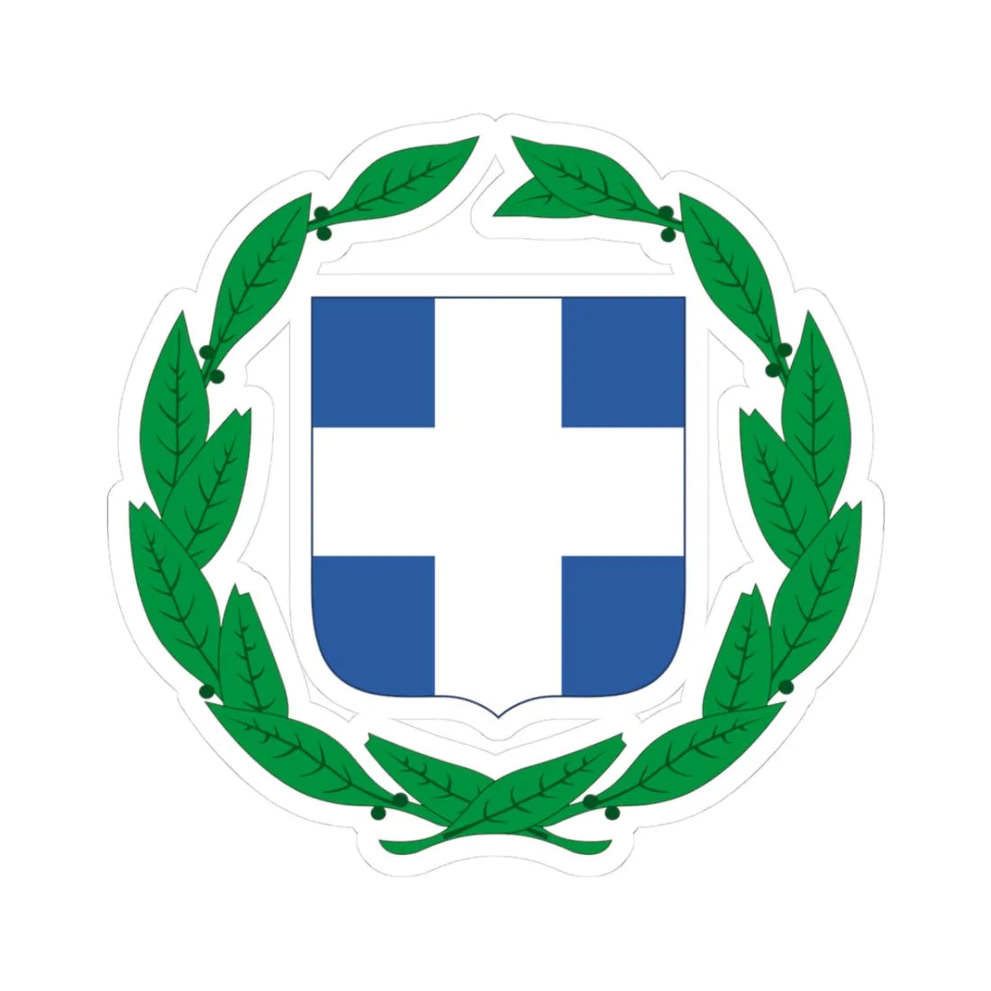 Coloured coat of arms of Greece (Greece) (Coat of Arms) STICKER Vinyl Kiss-Cut Decal 3 Inch White - The Sticker Space