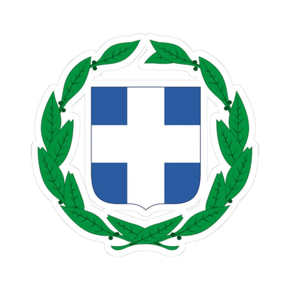 Coloured coat of arms of Greece (Greece) (Coat of Arms) STICKER Vinyl Kiss-Cut Decal 3 Inch White - The Sticker Space