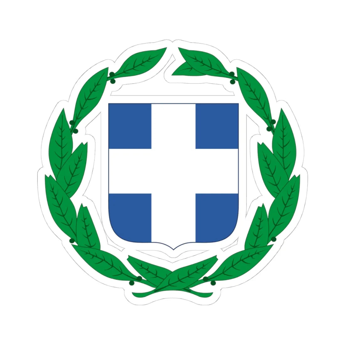 Coloured coat of arms of Greece (Greece) (Coat of Arms) STICKER Vinyl Kiss-Cut Decal 4 Inch White - The Sticker Space