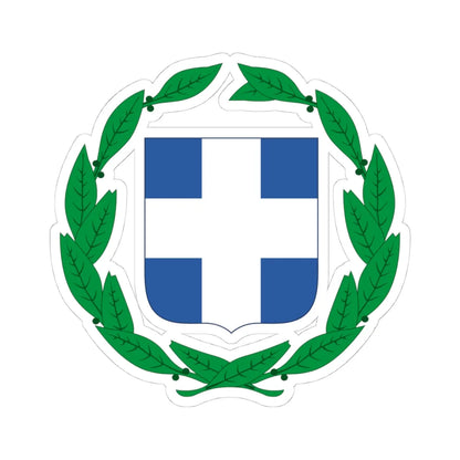Coloured coat of arms of Greece (Greece) (Coat of Arms) STICKER Vinyl Kiss-Cut Decal 4 Inch White - The Sticker Space