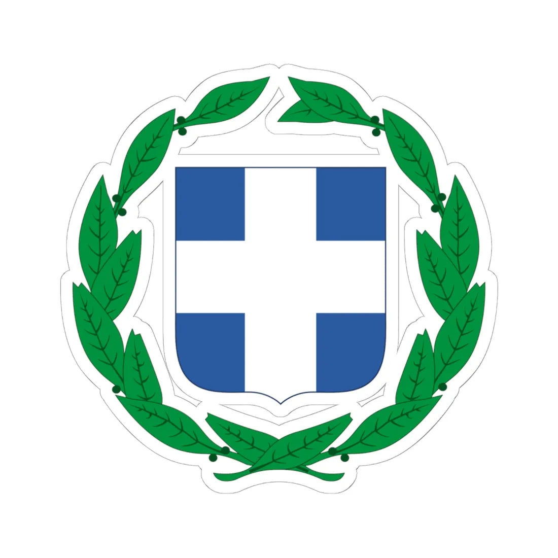 Coloured coat of arms of Greece (Greece) (Coat of Arms) STICKER Vinyl Kiss-Cut Decal 6 Inch White - The Sticker Space