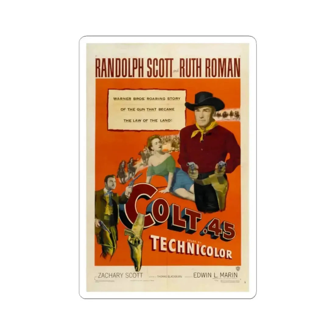 Colt 45 1950 Movie Poster - STICKER Vinyl Kiss-Cut Decal 2 Inch White - The Sticker Space