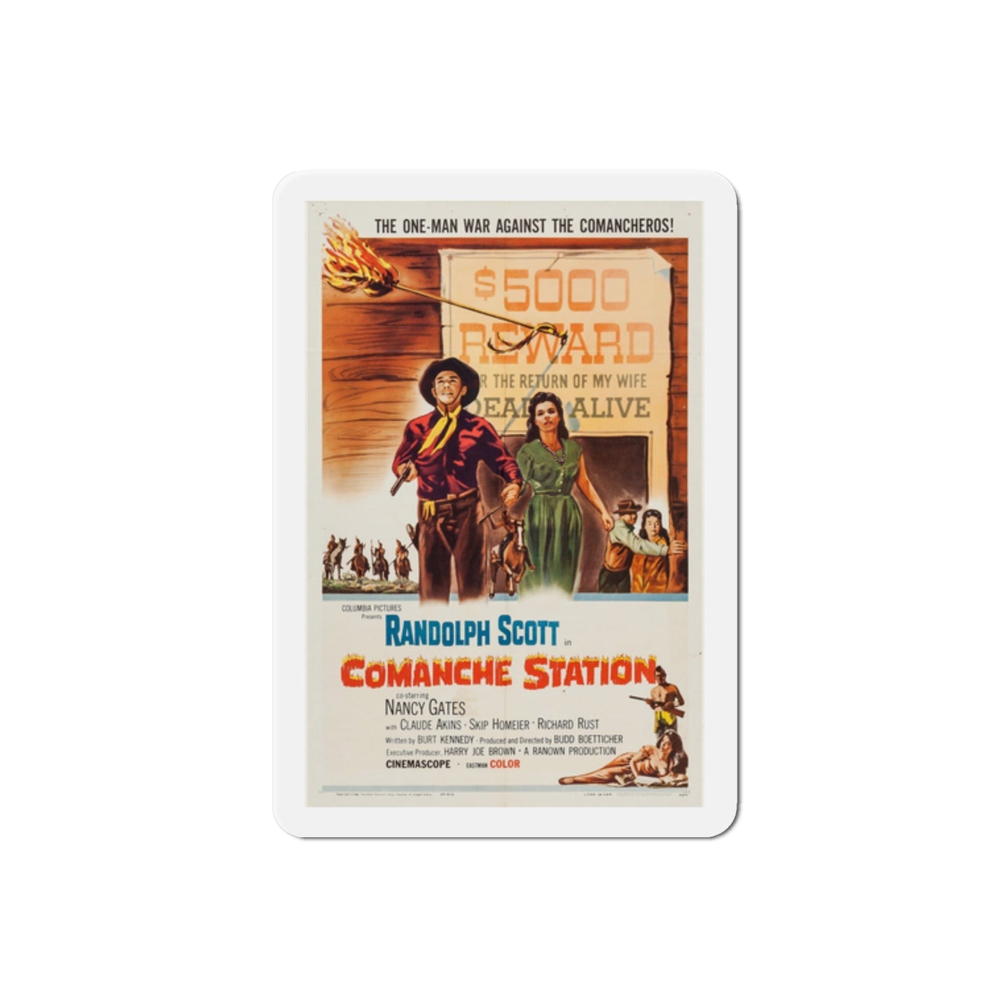 Comanche Station 1960 Movie Poster Die-Cut Magnet-2 Inch-The Sticker Space