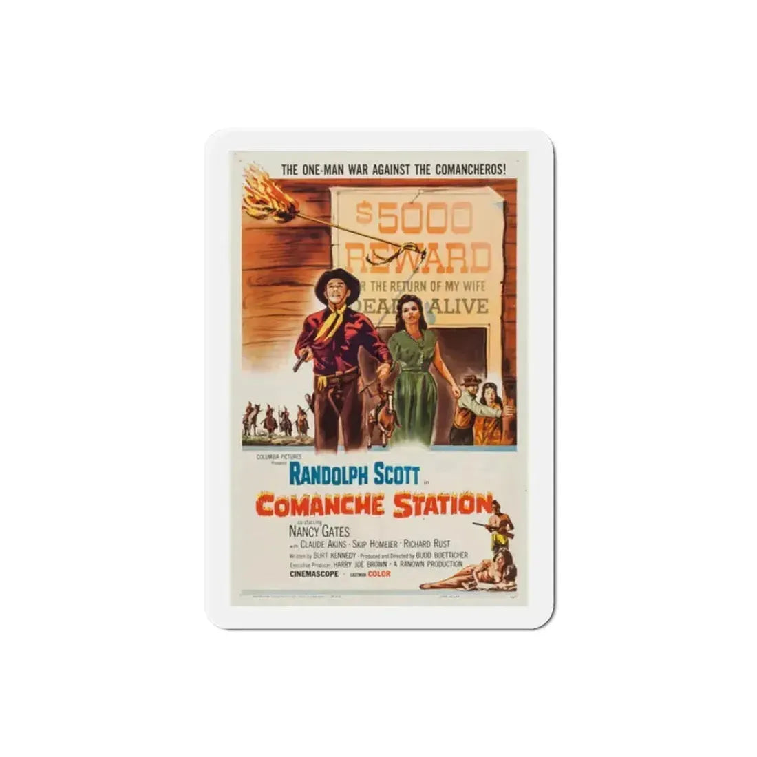 Comanche Station 1960 Movie Poster Refrigerator Magnet 2 Inch - The Sticker Space