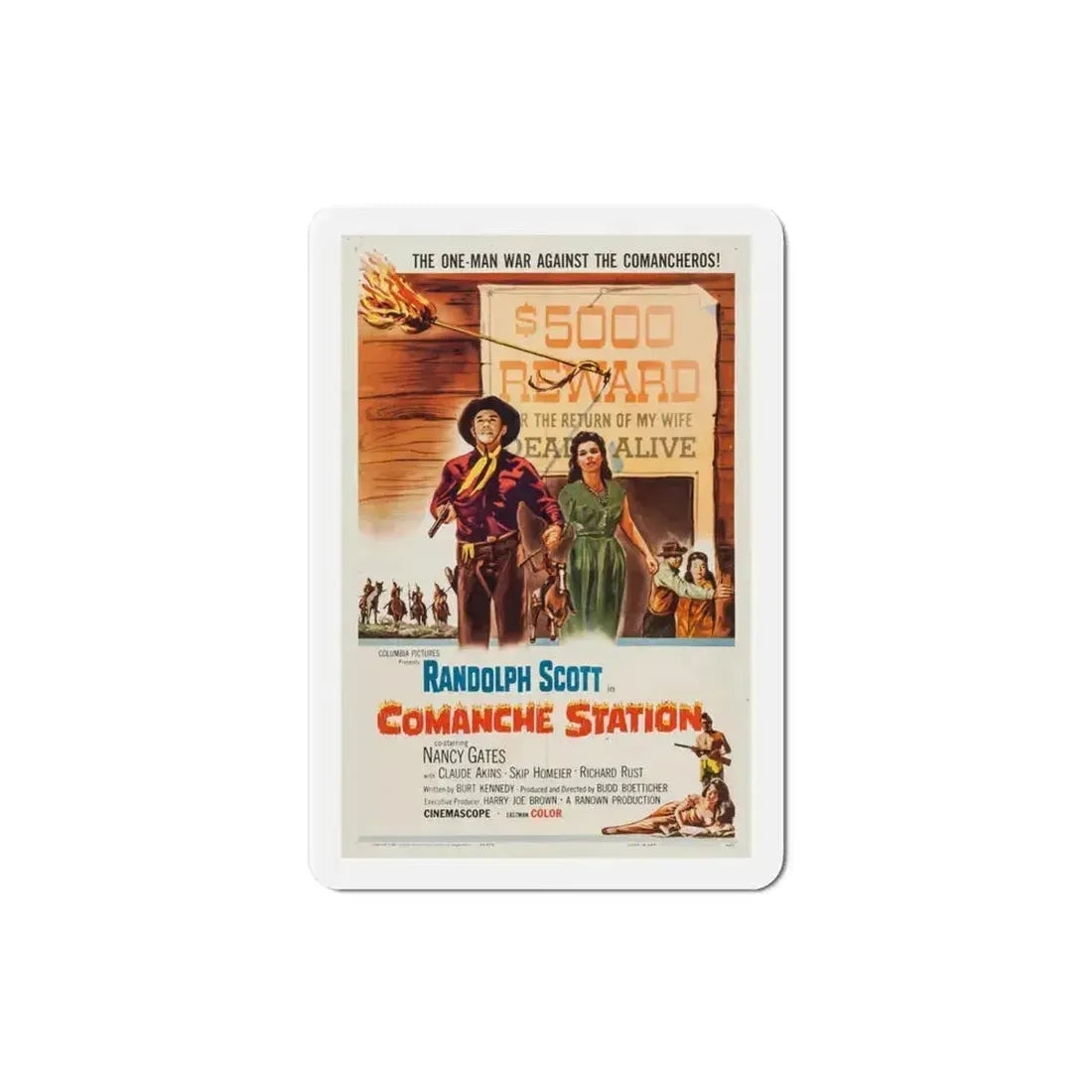 Comanche Station 1960 Movie Poster Refrigerator Magnet 3 Inch - The Sticker Space