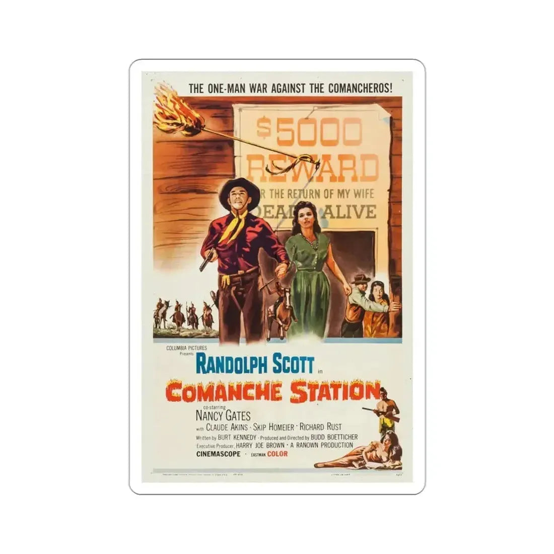 Comanche Station 1960 Movie Poster STICKER Vinyl Die-Cut Decal - The Sticker Space