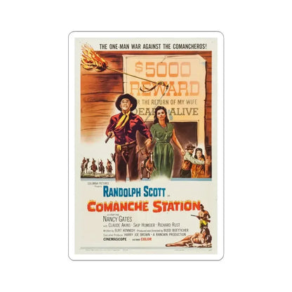 Comanche Station 1960 Movie Poster - STICKER Vinyl Kiss-Cut Decal 4 Inch White - The Sticker Space