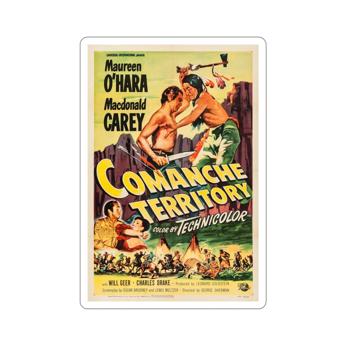 Comanche Territory 1950 Movie Poster STICKER Vinyl Die-Cut Decal-6 Inch-The Sticker Space