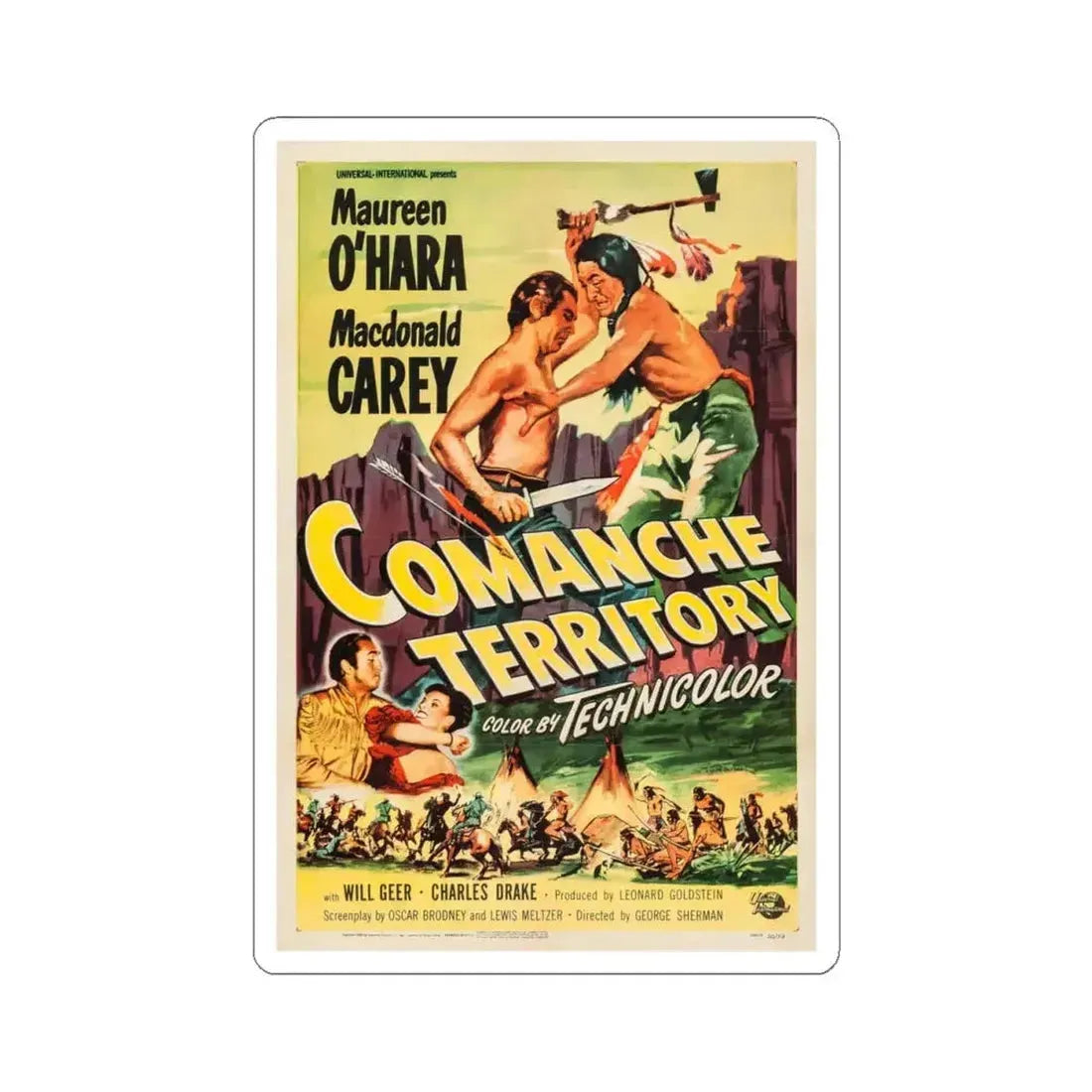 Comanche Territory 1950 Movie Poster - STICKER Vinyl Kiss-Cut Decal 4 Inch White - The Sticker Space