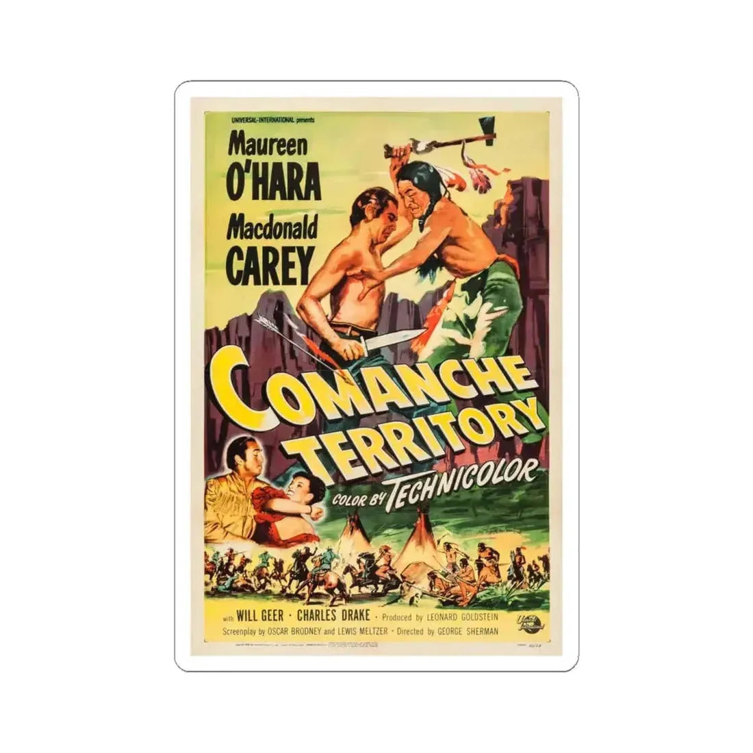 Comanche Territory 1950 Movie Poster - STICKER Vinyl Kiss-Cut Decal 6 Inch White - The Sticker Space