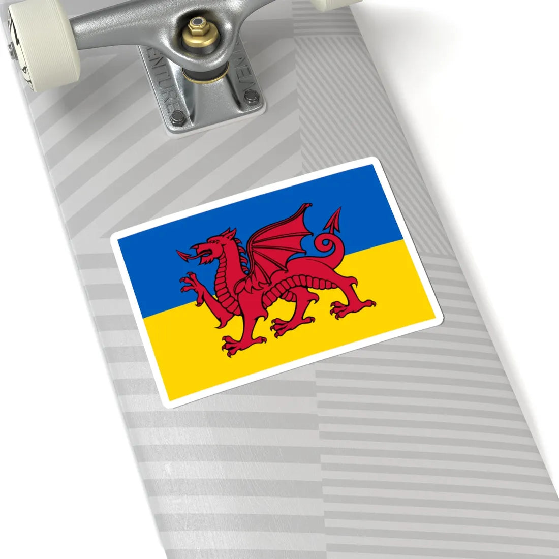Combined flag of Ukrain and Wales FULL dragon (Ukraine) STICKER Vinyl Kiss-Cut Decal - The Sticker Space