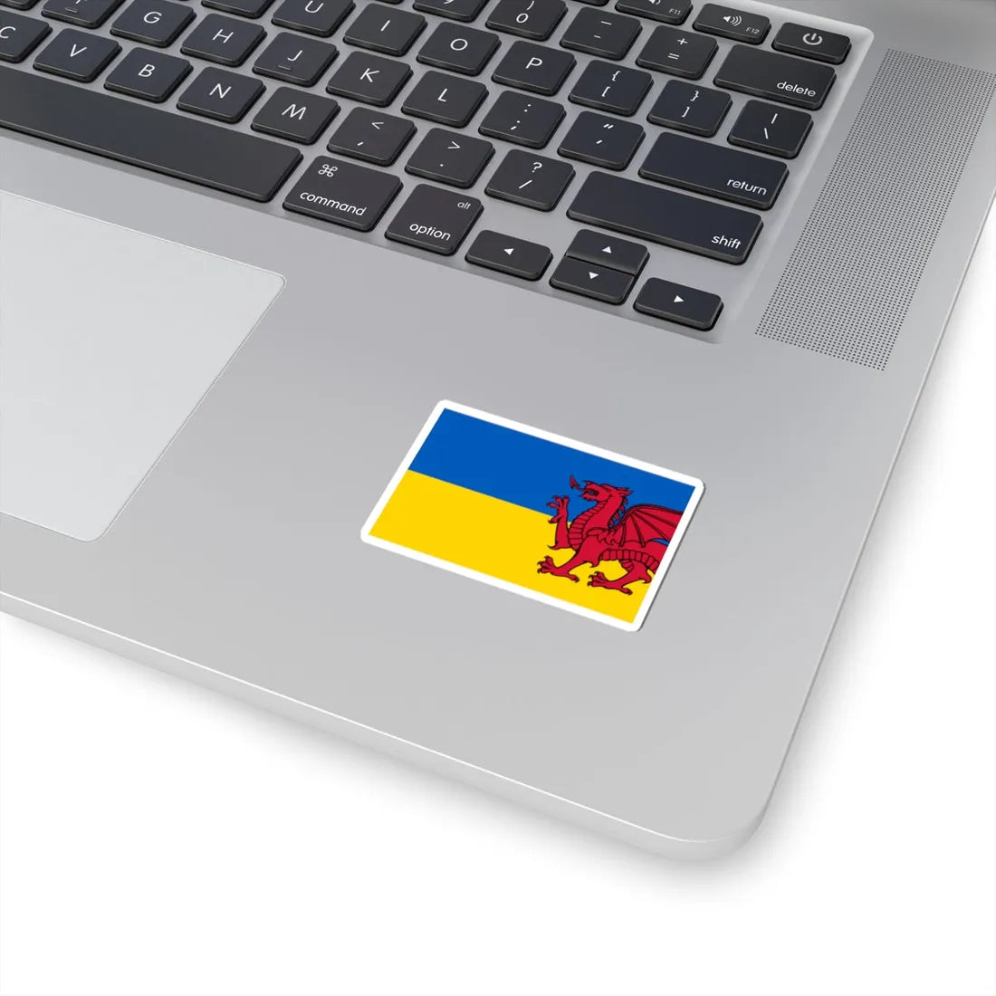 Combined flag of Ukrain and Wales PART dragon (Ukraine) STICKER Vinyl Kiss-Cut Decal - The Sticker Space