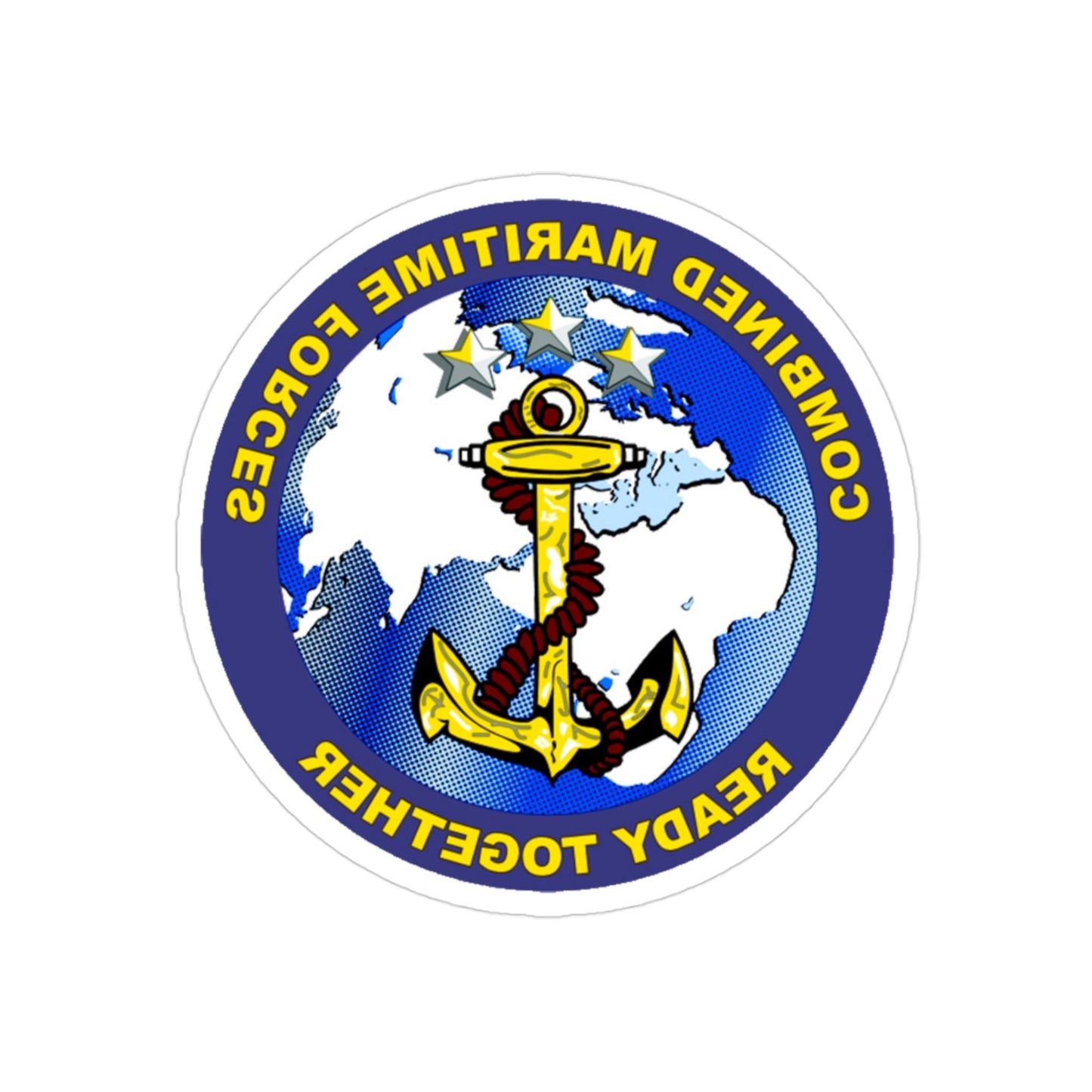 Combined Maritime Forces (U.S. Navy) REVERSE PRINT Transparent STICKER-3" × 3"-The Sticker Space