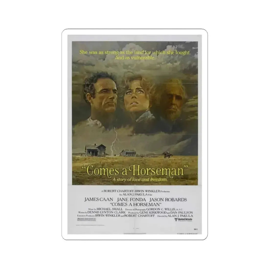 Comes a Horseman 1978 Movie Poster - STICKER Vinyl Kiss-Cut Decal 2 Inch White - The Sticker Space