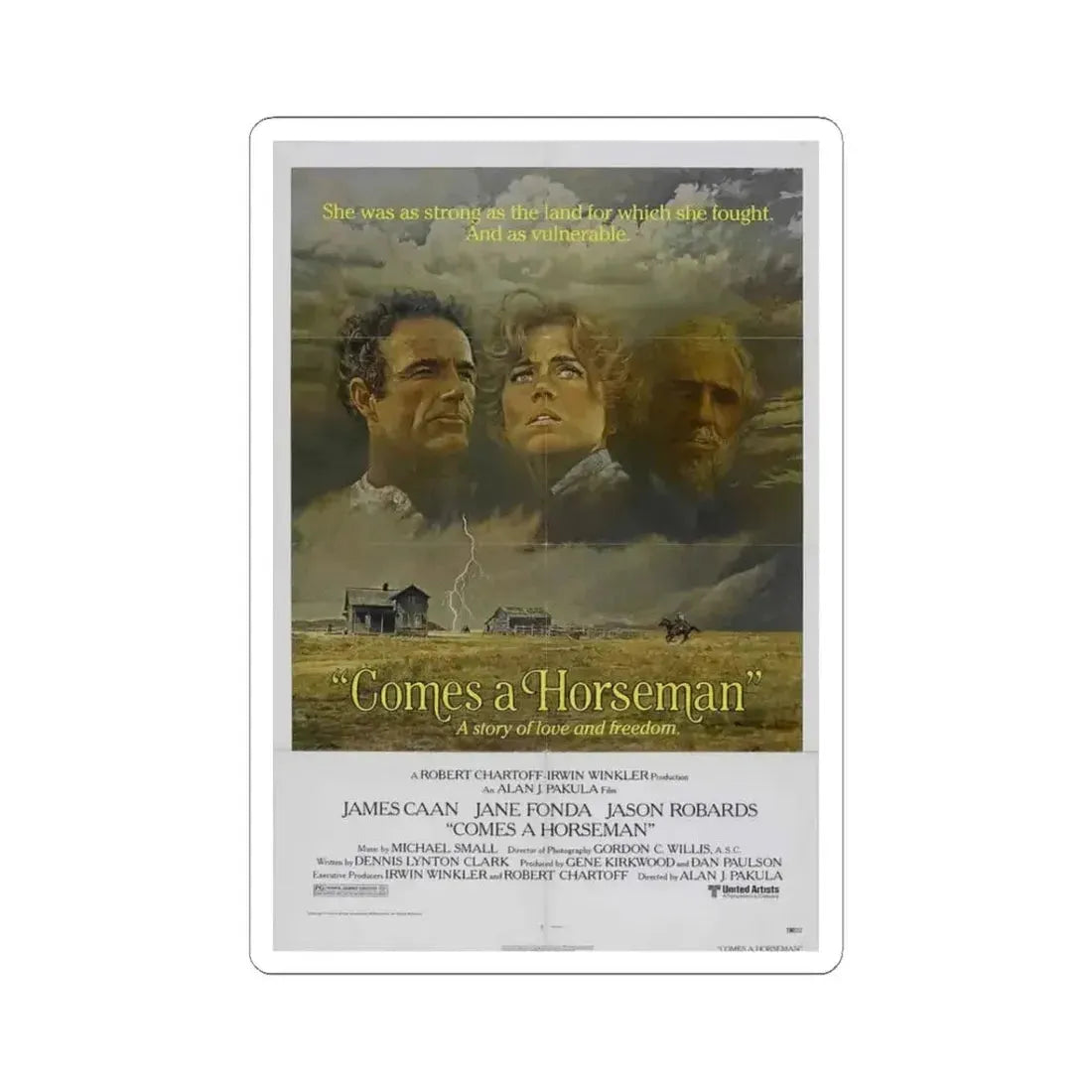 Comes a Horseman 1978 Movie Poster - STICKER Vinyl Kiss-Cut Decal 3 Inch White - The Sticker Space
