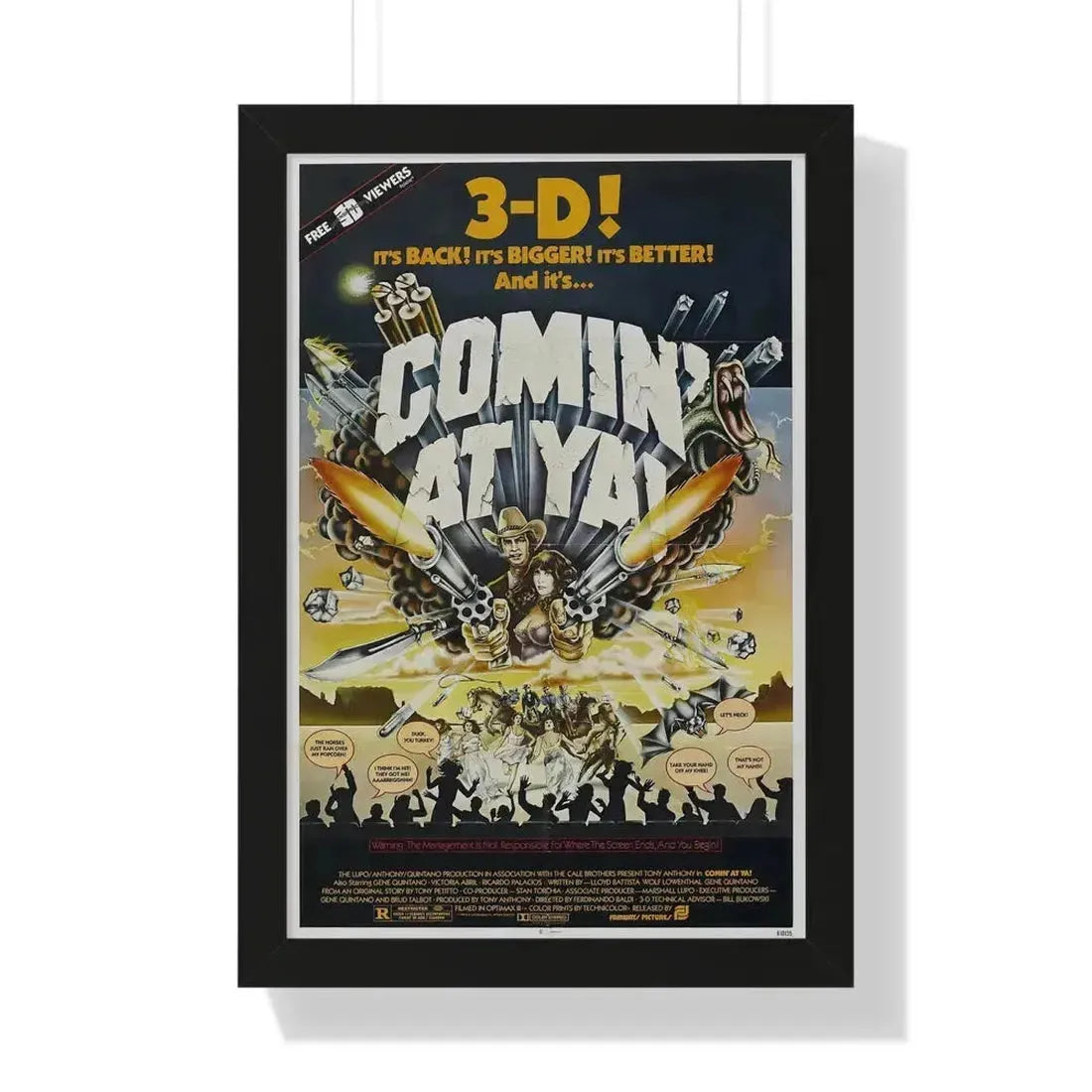 COMIN' AT YA! 1981 - Framed Movie Poster 16″ x 24″ Black - The Sticker Space