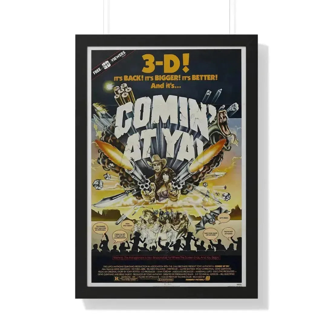 COMIN' AT YA! 1981 - Framed Movie Poster 20" x 30" Black - The Sticker Space