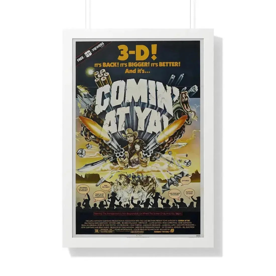 COMIN' AT YA! 1981 - Framed Movie Poster 20" x 30" White - The Sticker Space