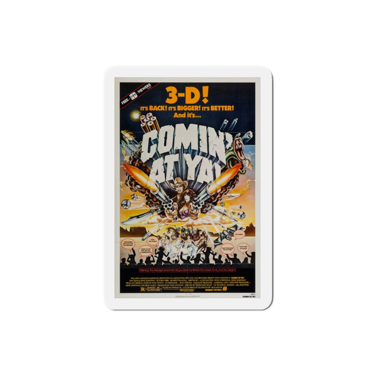 Comin' at Ya! 1981 Movie Poster Die-Cut Magnet-2" x 2"-The Sticker Space