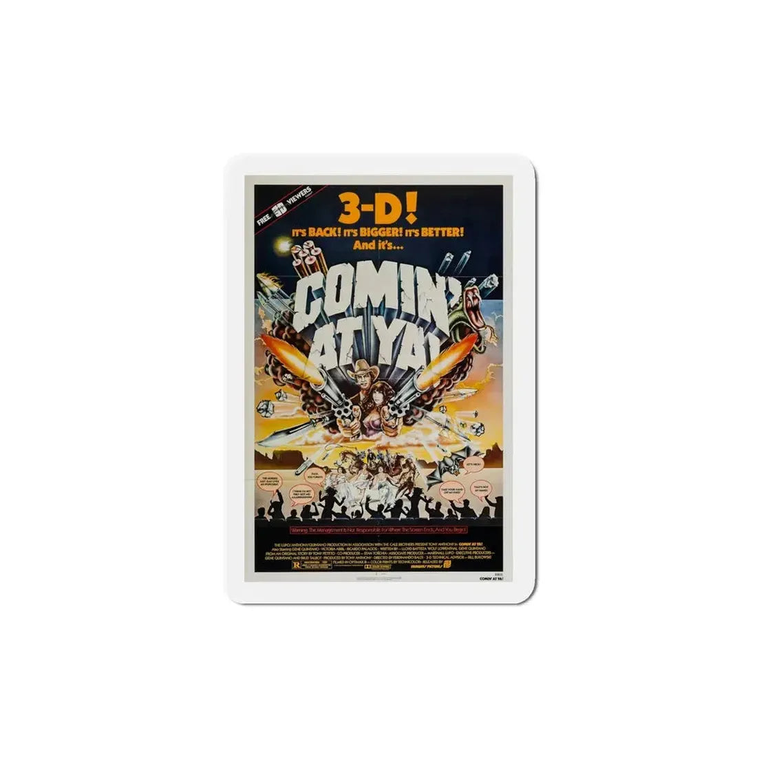 Comin' at Ya! 1981 Movie Poster Refrigerator Magnet 5 Inch - The Sticker Space