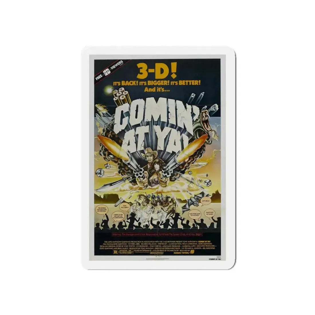 COMIN' AT YA! 1981 Movie Poster - Refrigerator Magnet 5 Inch - The Sticker Space