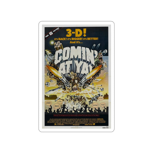 COMIN' AT YA! 1981 Movie Poster STICKER Vinyl Die-Cut Decal-2 Inch-The Sticker Space